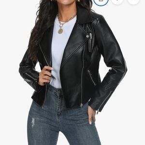 Sleek Black Leather Jacket for Women